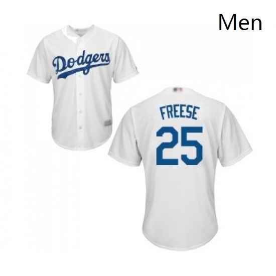 Mens Los Angeles Dodgers 25 David Freese Replica White Home Cool Base Baseball Jersey